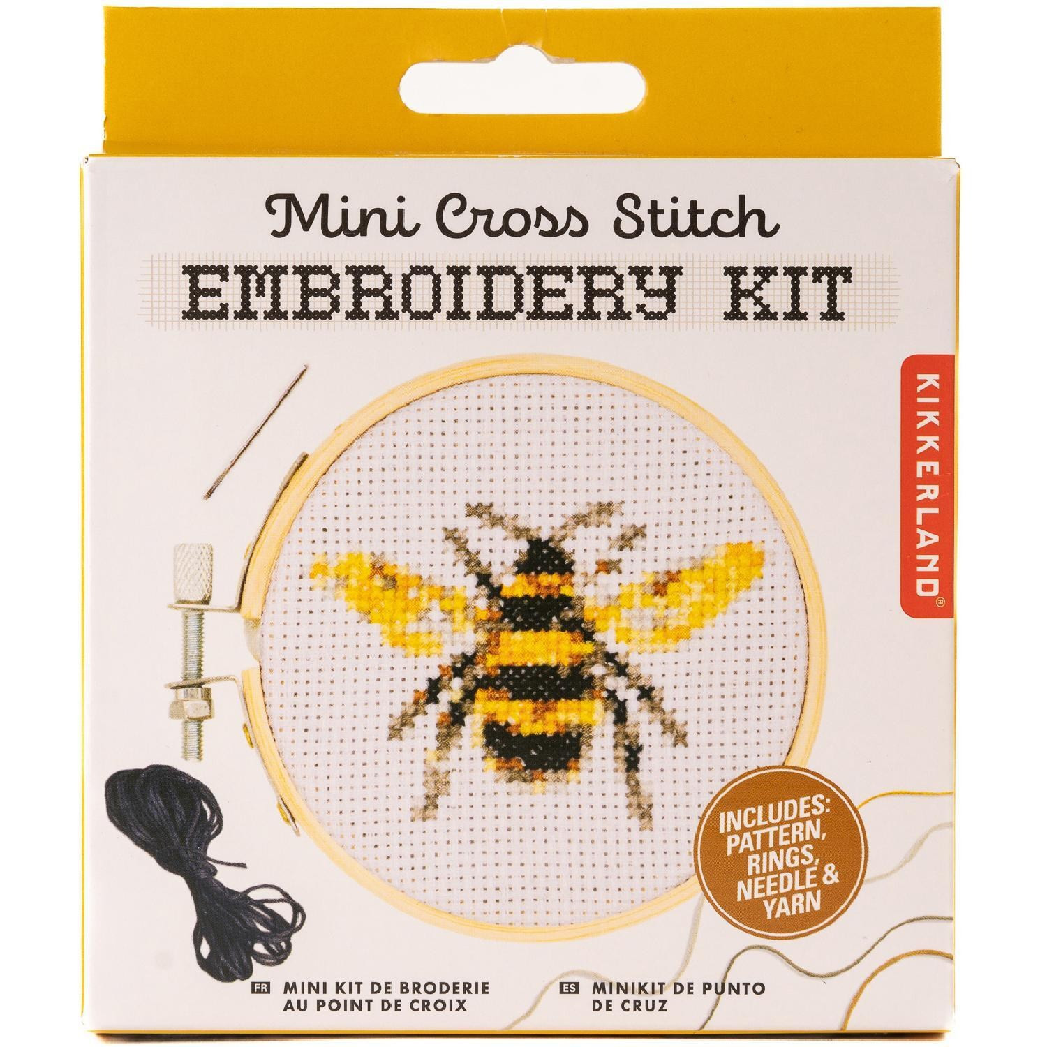 Kikkerland Mini Cross Stitch Embroidery Kit - Bee | REI