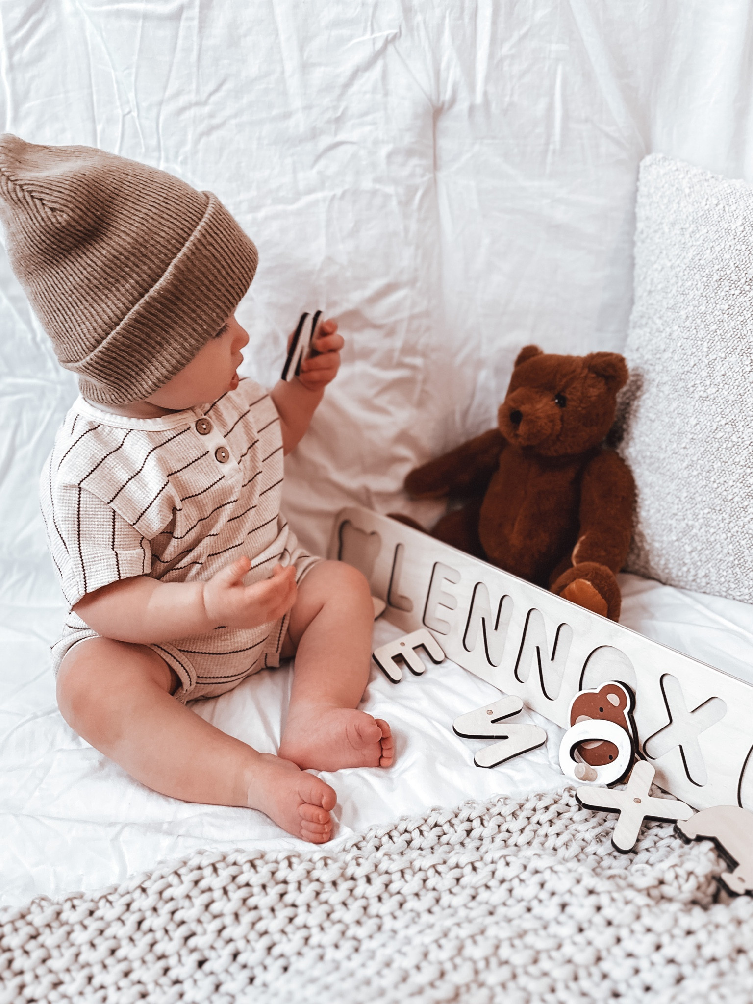 Follow us on Instagram for more outfit inspo @tayyy813



baby boy outfit, cute baby clothes, baby fashion, baby style, baby boy style, beanie, baby boy fashion, 10 months, smiley, aesthetic baby, neutral baby clothes, beige baby clothes, puzzle, name puzzle, Montessori, wooden toys

#LTKbaby #LTKkids #LTKstyletip