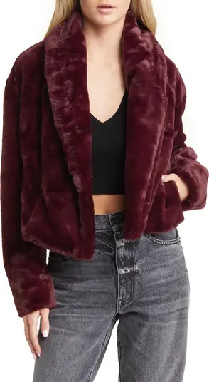 BLANKNYC Shawl Collar Faux Fur Crop Jacket | Nordstrom | Nordstrom