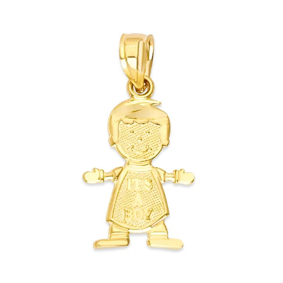 14k Solid Gold Newborn Baby Pendant Its a Boy Charm Necklace | Etsy | Etsy (US)