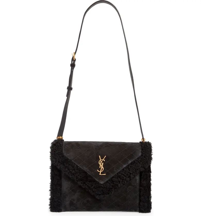 Saint Laurent Gaby Suede & Genuine Shearling Shoulder Bag | Nordstrom | Nordstrom