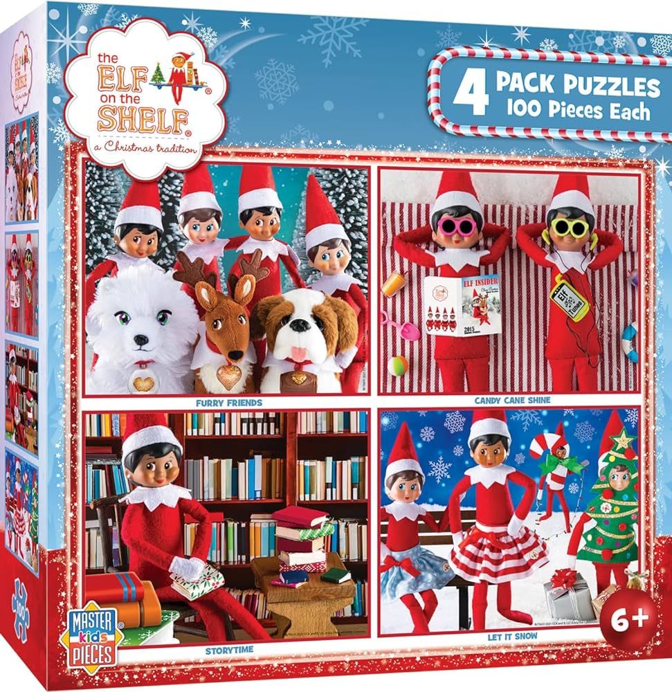 MasterPieces Puzzle Set - 4-Pack 100 Piece Jigsaw Puzzle for Kids - Elf on the Shelf 4-Pack - 8"x... | Amazon (US)