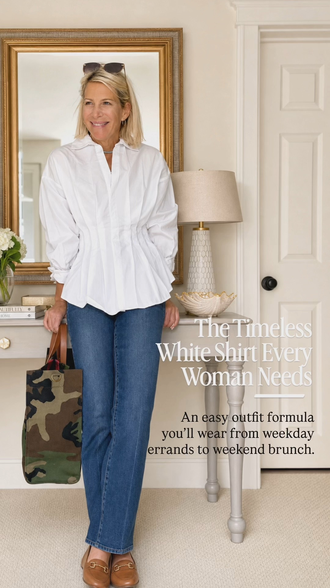 A crisp white button-down is one of the hardest-working pieces in my wardrobe. Paired with classic straight leg jeans and loafers, it creates an effortless outfit that’s timeless, flattering, and easy to wear for almost any occasion.

👩‍💻 LTK PRO TIPS
❤️ Heart = Support my posts ;-)
🔖 Save = Get sale & restock alerts for the things you love!
📋 Lists = Keep favorites organized (List ideas: Christmas, Birthdays, and Vacations!)
📲 Share = Send lists and products to a friend (or your daughters like me).
💬 Comment = Ask me anything, and I’ll answer. ;-)

#LTKootd #LTKSeasonal #LTKOver40