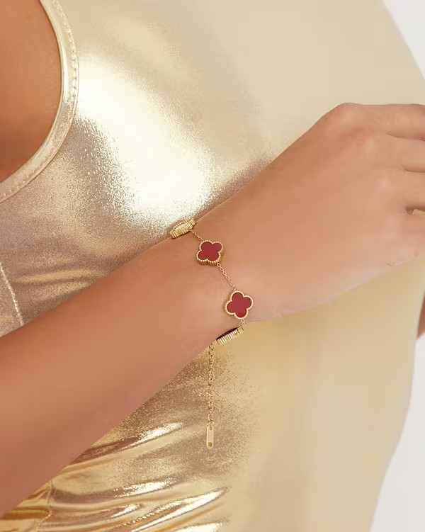 Clover Detail Bracelet In Red And Gold | EGO (UK)