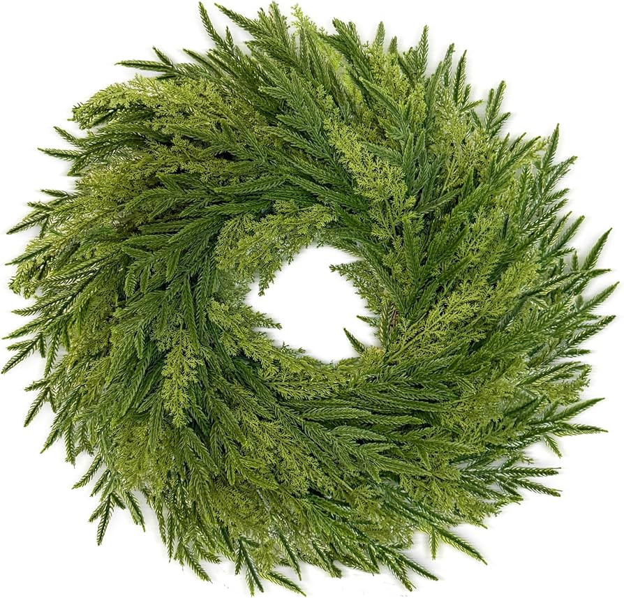 24" Real Touch Christmas Wreaths for Front Door, Realistic Soft and Thickness Norfolk Pine Wreath... | Amazon (US)