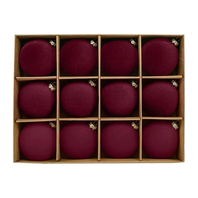 12PCS Velvet Christmas Ornaments - 3.15" Flocked Xmas Tree Balls, Neutral Shatterproof Hanging De... | Walmart (US)
