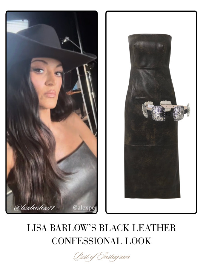 Lisa Barlow's Black Leather Confessional Look 📸= @lisabarlow14 

 