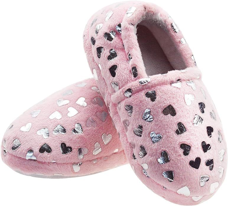 Lulex Girls Cute Fleece Heart Slippers Warm Household Indoor Home Slippers | Amazon (US)