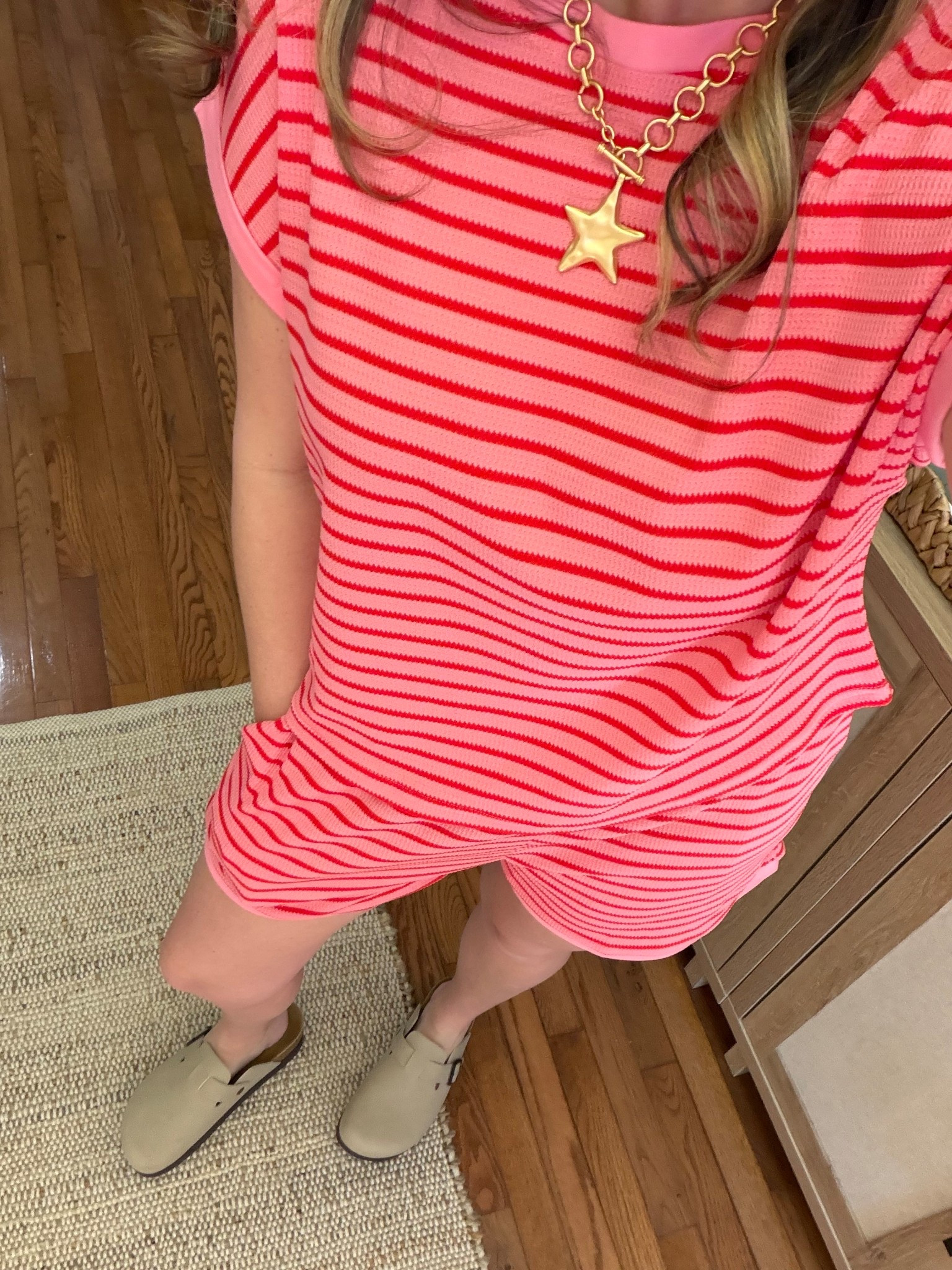 This striped two piece set is so good! Wide elastic waistband, stretchy, it has pockets, and comes in more colors. TTS. 

#LTKootd