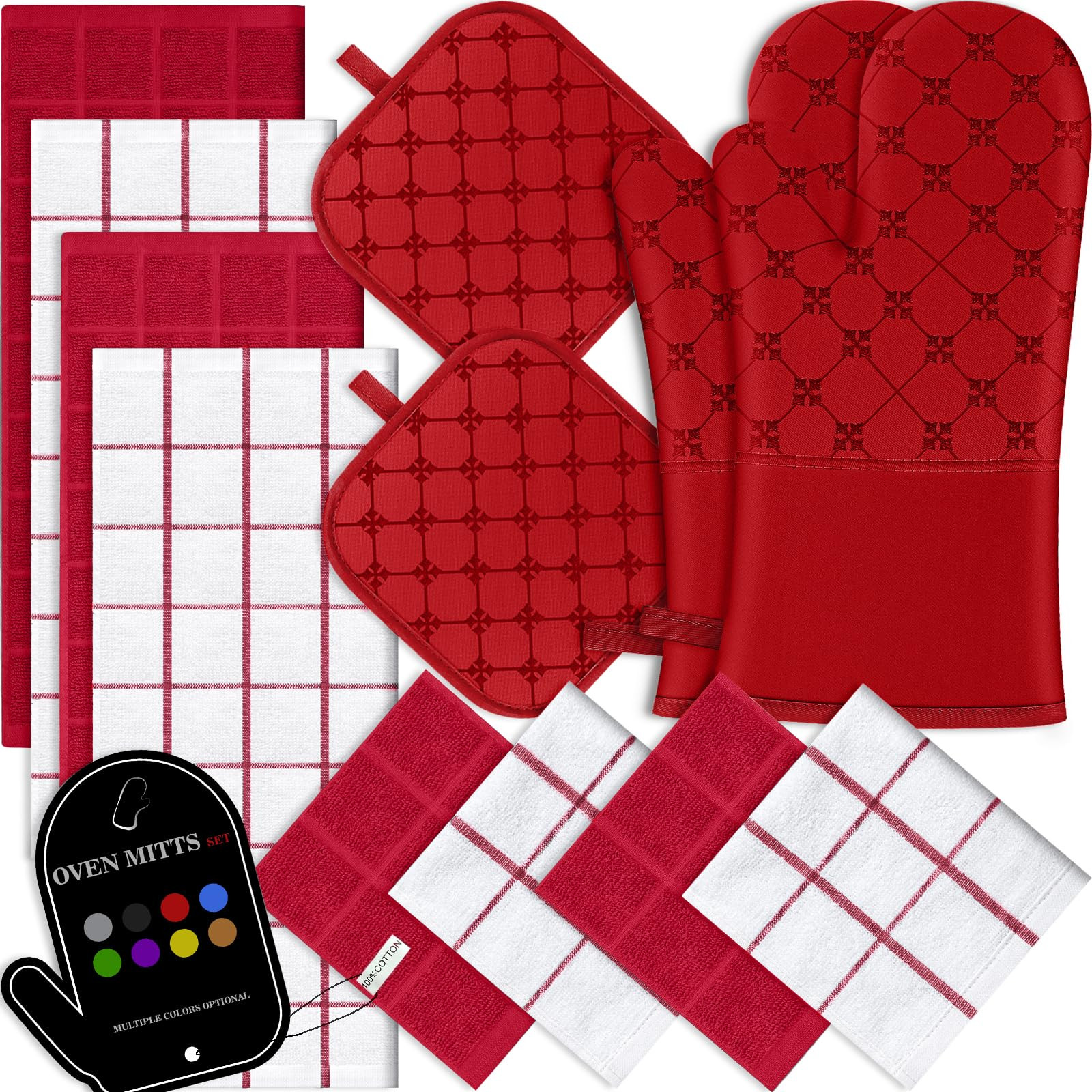 Oven Mitts Kitchen Towels Dishcloths with Pot Holders Sets 12PCS, Dish Towels Sets, Oven Gloves P... | Amazon (US)