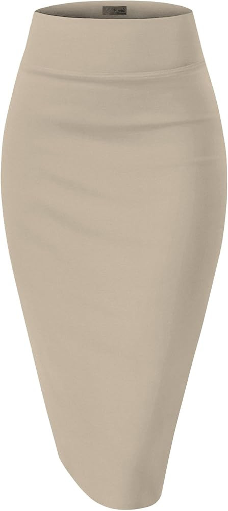 H&C Women Premium Nylon Ponte Stretch Office Pencil Skirt High Waist Made in The USA Below Knee | Amazon (US)