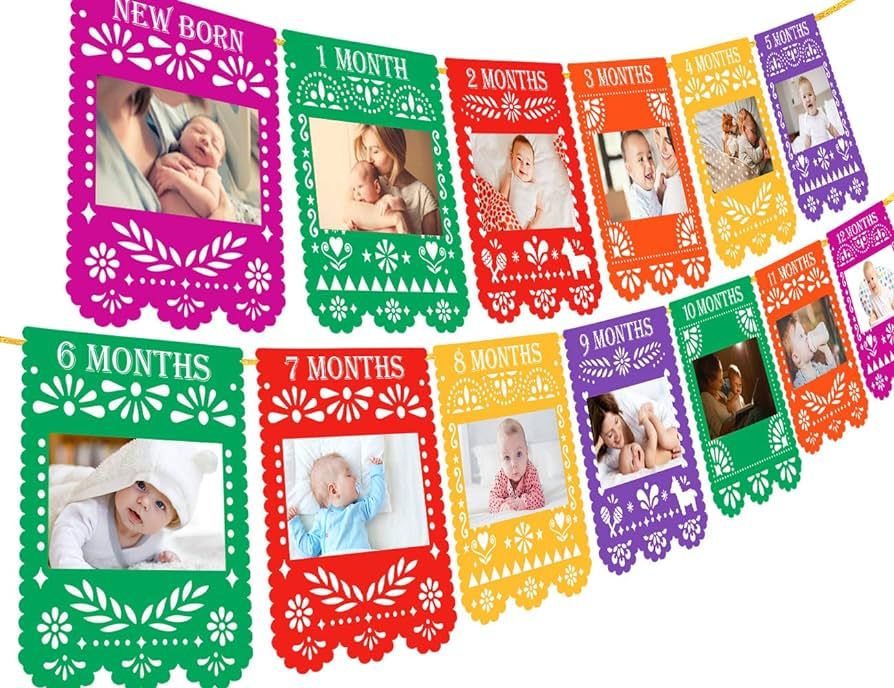 Kreatwow Mexican Photo Banner Fiesta Monthly Banner Papel Picado for 1st Birthday Party Decoratio... | Amazon (US)