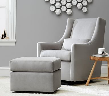 west elm x pbk Graham Glider & Stationary Ottoman | Pottery Barn Kids