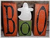 Halloween Boo Wood Glitter Blocks With Small Ghost On Blocks Personalized | Amazon (US)