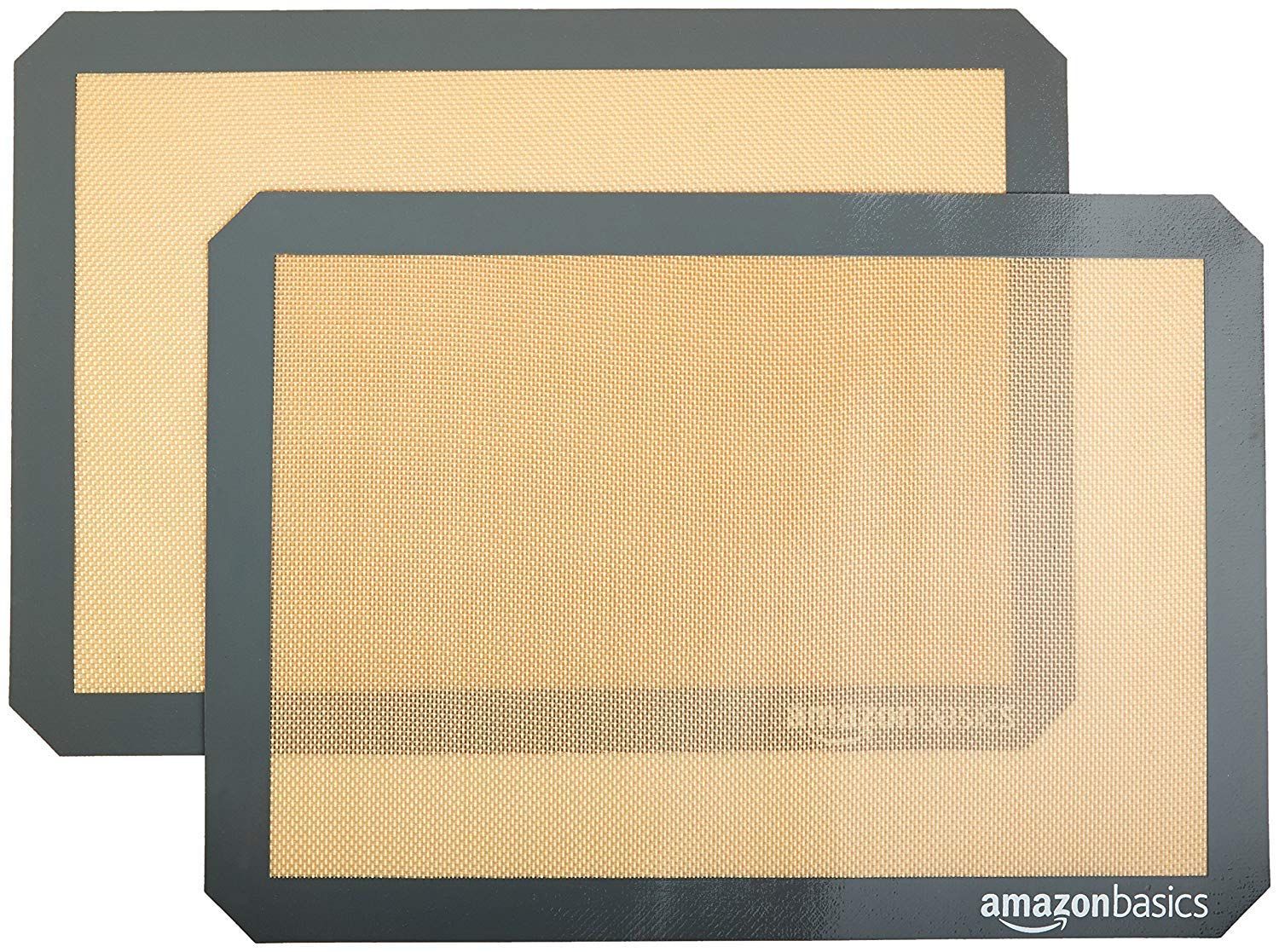 Amazon Basics Silicone, Non-Stick, Food Safe Baking Mat, Pack of 2, New Beige/Gray, Rectangular, ... | Amazon (US)