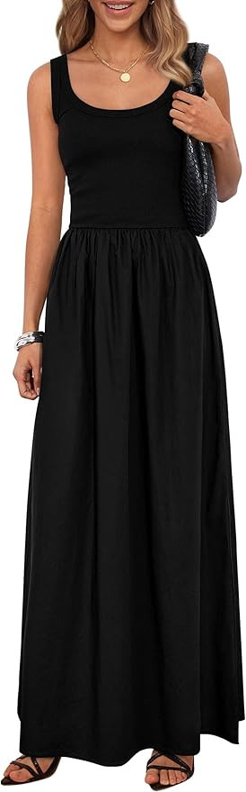 PRETTYGARDEN Womens Summer Casual Scoop Neck Sleeveless Long Dresses Tank Top Patchwork Aline Swi... | Amazon (US)