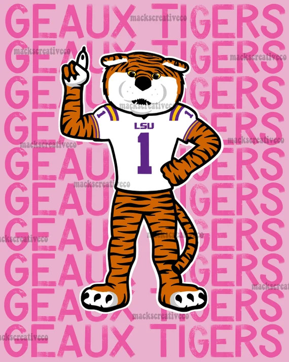 LSU Print  Fun LSU Art Print  LSU Art  Pink Art  Mike the - Etsy | Etsy (US)