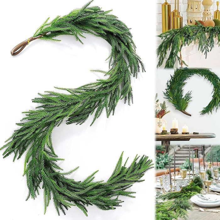 Cedar Garland,Artificial Norfolk Pine Garlands Christmas Decor,Faux Cedar Garland, 6/9ft Real Tou... | Amazon (UK)