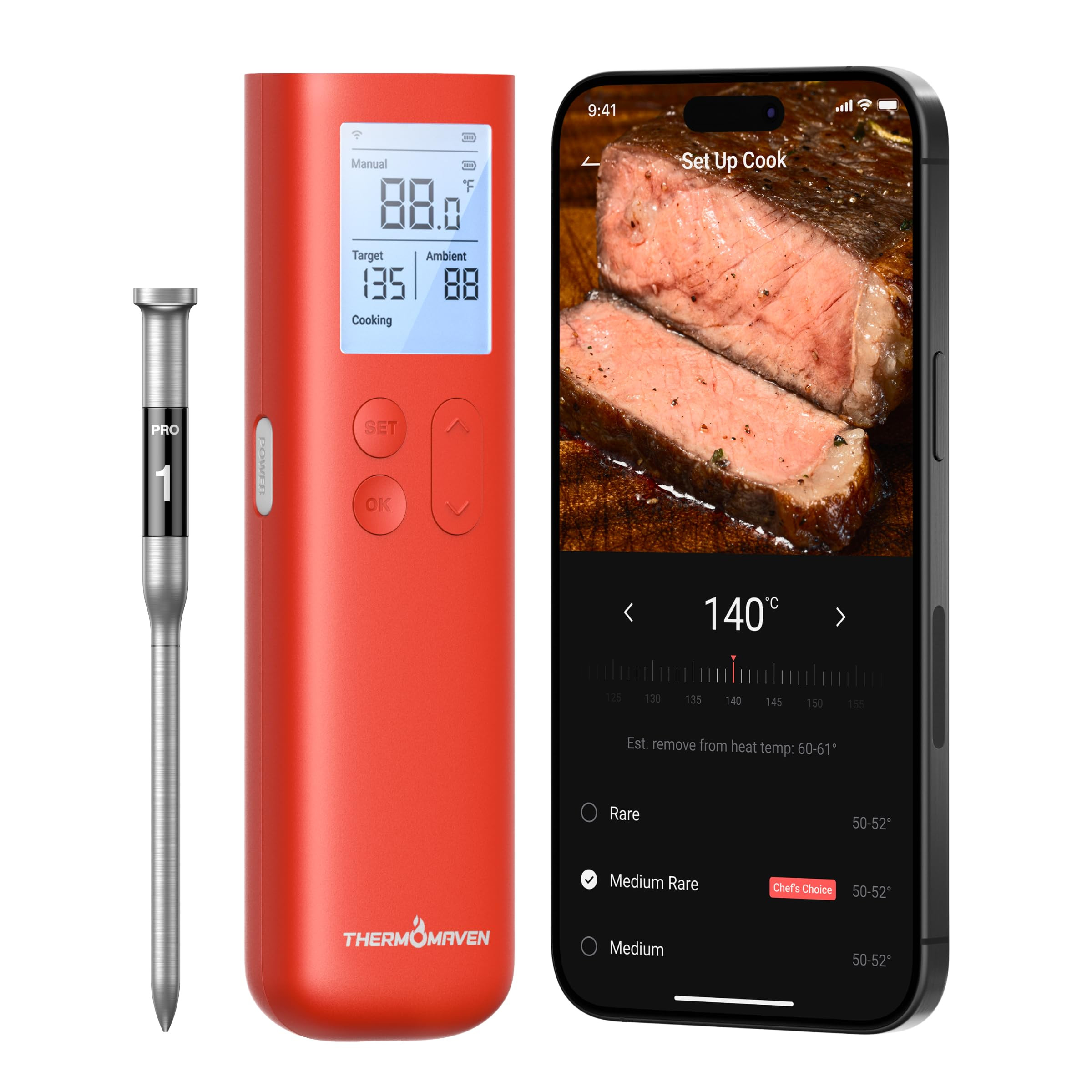 ThermoMaven Smart Bluetooth Wireless Meat Thermometer, 10X Enhanced Sub-1G Signal and Stability, ... | Amazon (US)