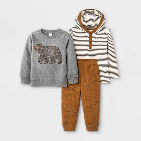 Toddler Boys' 3pc Long Sleeve 'Bear' Sweatshirt & Jogger Pants Set - Just One You® made by carte... | Target