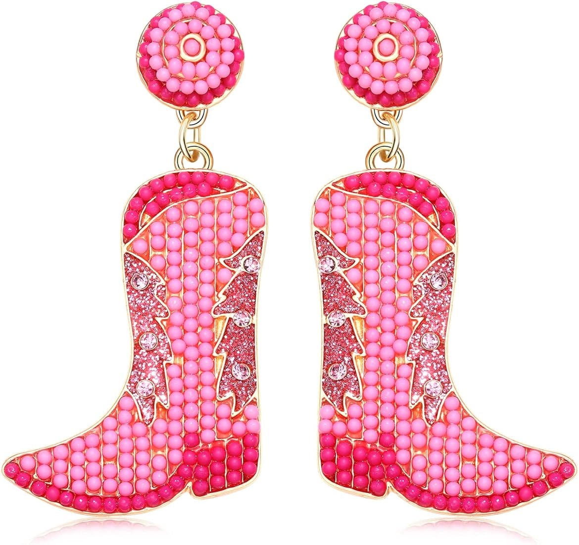 Beaded Cowboy Boot Earring Western Cowgirl Boots Earrings for Women Boho Shoes Dangle Drop Earrin... | Amazon (US)