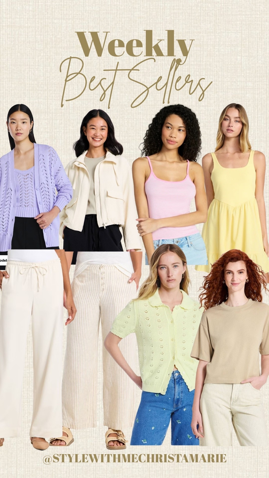 Weekly best sellers 
1. Target basic tees 
2. Target lightweight jacket 
3. Target spring pants 
4. Walmart spring cardigan set
5. Walmart dress 
6. Walmart tanks only 💲5
7. Target spring top

#LTKgrwm #LTKSaleAlert #LTKootd