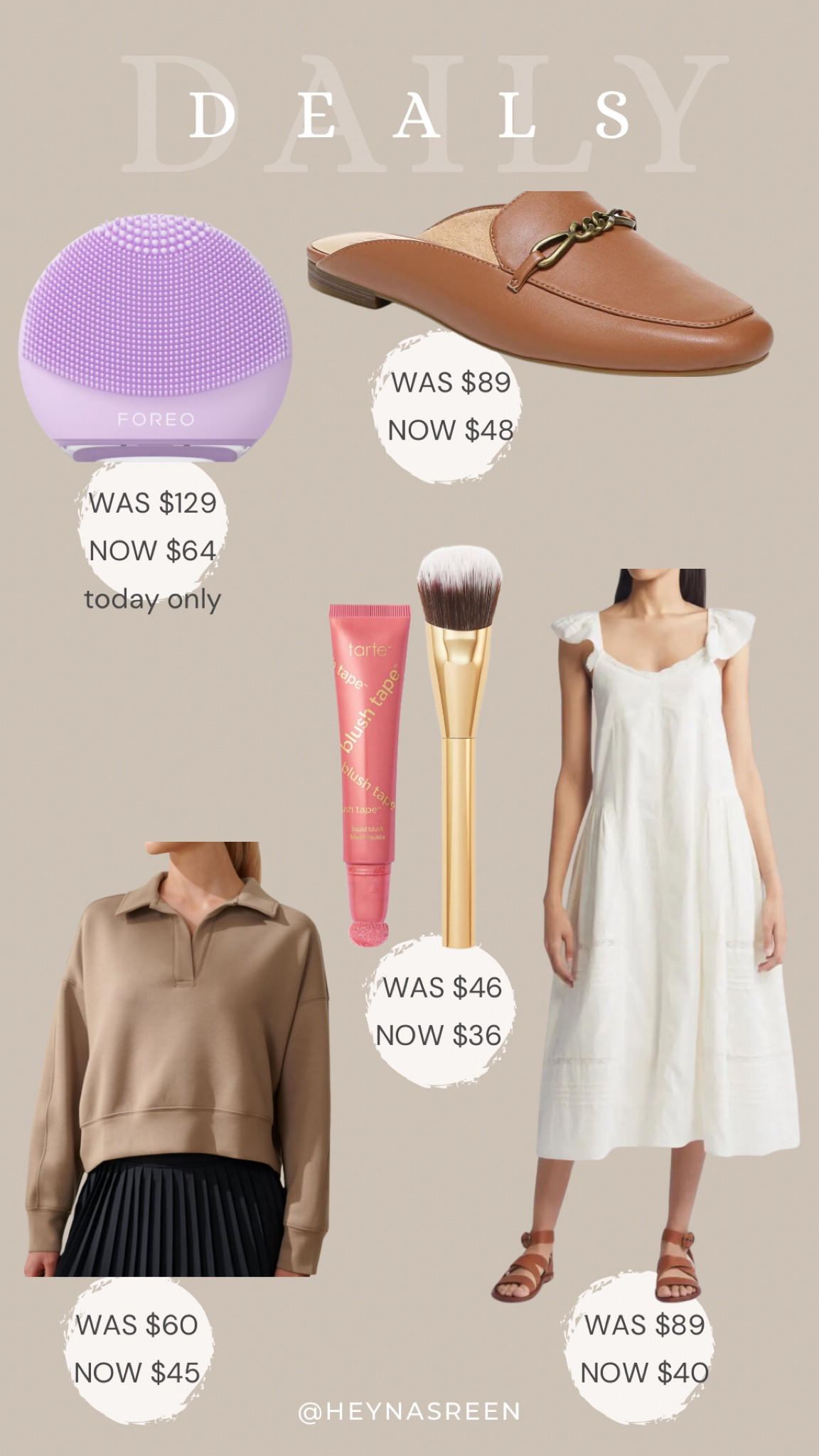Daily deals on Foreo Luna cleansing device, Naturalizer mules, Abercrombie active sweatshirt, Tarte blush tape and brush, Treasure & Bond dress

#LTKSaleAlert