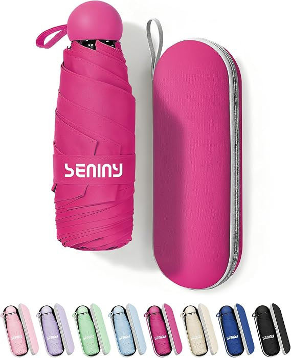 Mini Portable Travel Umbrella with Case - Compact Umbrellas for Rain & Sun UV Protection for Back... | Amazon (US)