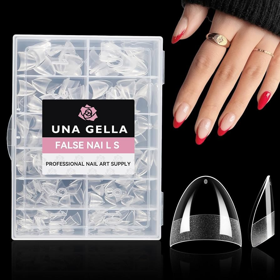 UNA GELLA Short Almond Gel Nail x Tips Half Cover 504PCS Extra Short Fake Nail Tips Almond Shape ... | Amazon (US)