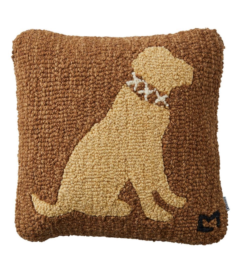 Wool Hooked Throw Pillow, Yellow Lab, 14" x 14" | L.L. Bean