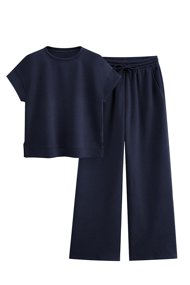 PRETTYGARDEN 2 Piece Outfits For Women Casual Tracksuit Short Sleeve Tops And Wide Leg Long Pants... | Amazon (US)