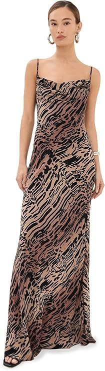 Good American Women's Chiffon Bias Cowl Maxi Dress | Amazon (US)