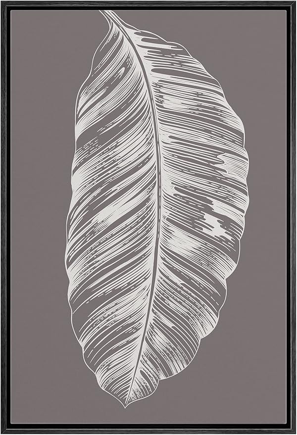 SIGNWIN Framed Canvas Print Wall Art Duotone Banana Leaf Silhouette Nature Wilderness Digital Art... | Amazon (US)