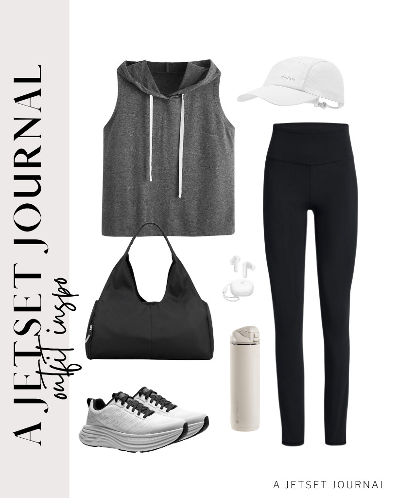 Dark gray tank tops and black leggings look great! I love wearing it with comfy New Balance running shoes and this Sukeen sun hat. I’m sure this gym bag would be helpful in carrying all your stuff.


#LTKSeasonal #LTKSaleAlert #LTKTravel 

 