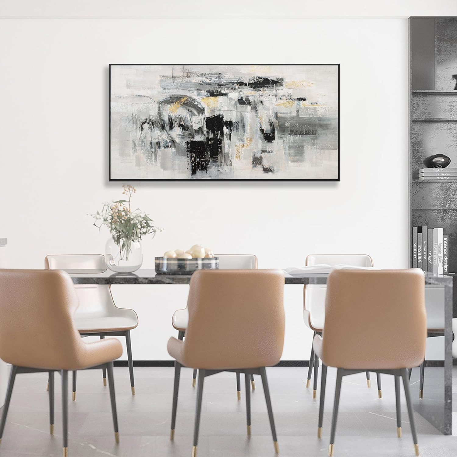 Abstract Wall Art Artwork Large Size Framed Canvas Painting Modern Artwork Wall Decor Black Gold ... | Amazon (US)