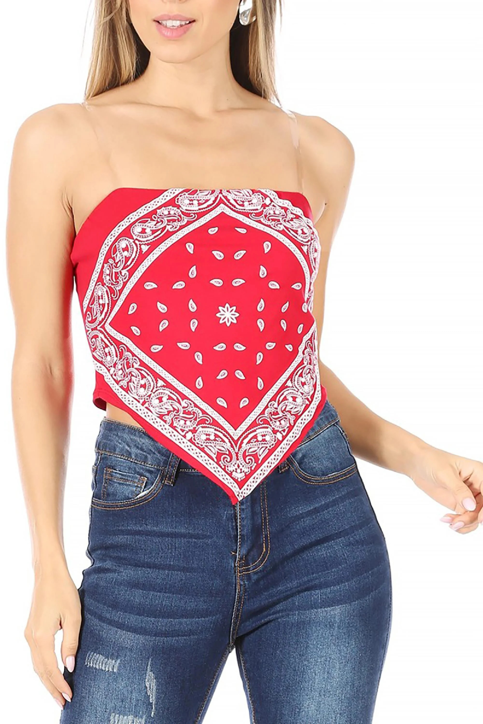 Women's Casual Paisley Sexy Bandana Sleeveless Halter Top Made in USA - Walmart.com | Walmart (US)