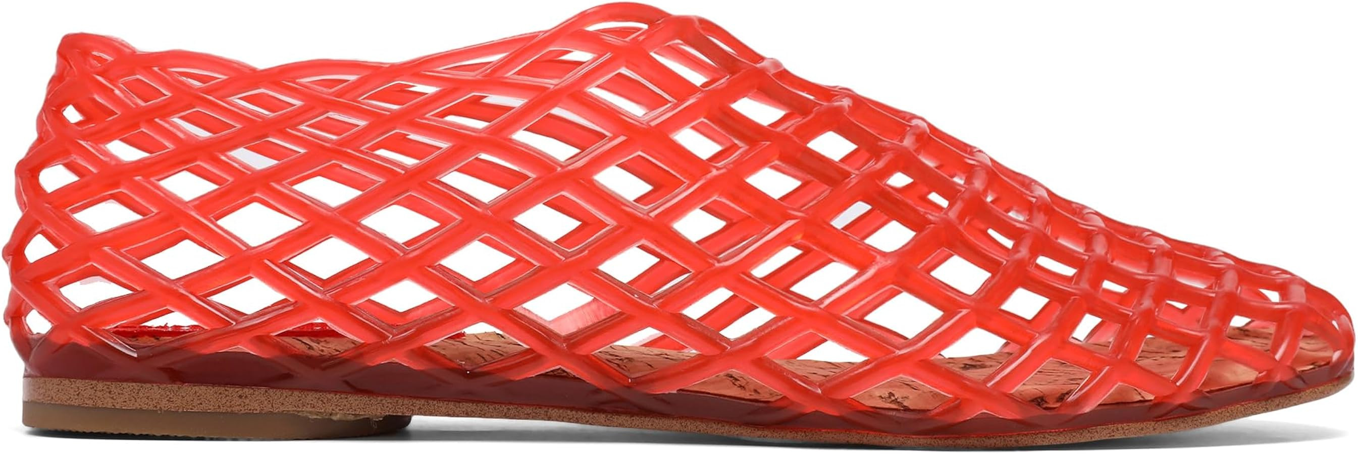 Red Jelly Mesh Ballet Flats for Women Adult Clear Hollow Jelly Sandals Beach Ballerina Jellies Sh... | Amazon (US)