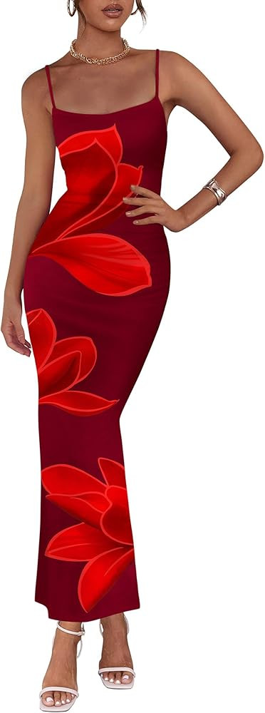 PRETTYGARDEN Womens Floral Maxi Dress Summer 2025 Sexy Spaghetti Strap Slip Bodycon Mesh Beach Va... | Amazon (US)