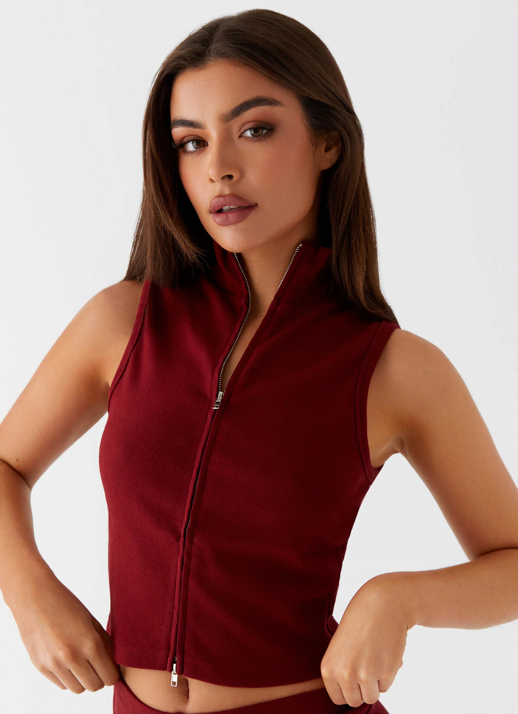 Spectate Collar Top - Maroon | Peppermayo (Global)