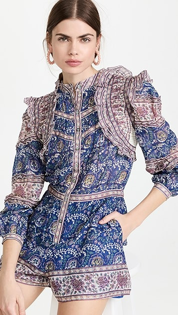 Rosita Border Long Sleeve Romper | Shopbop