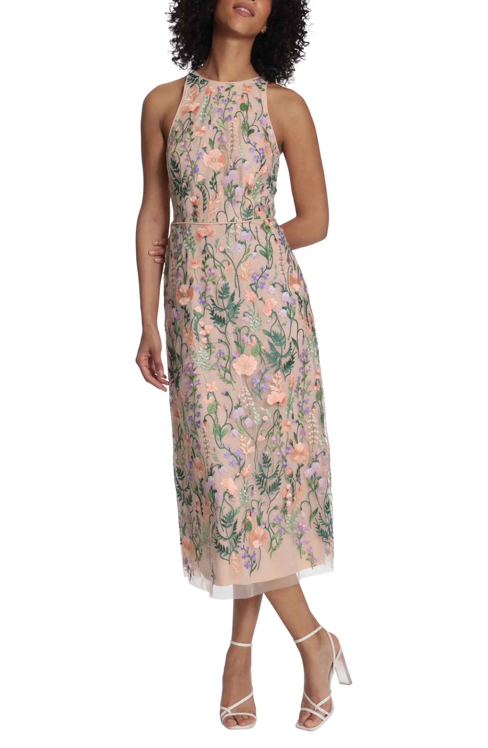 Embroidered Floral Halter Neck Dress | Nordstrom