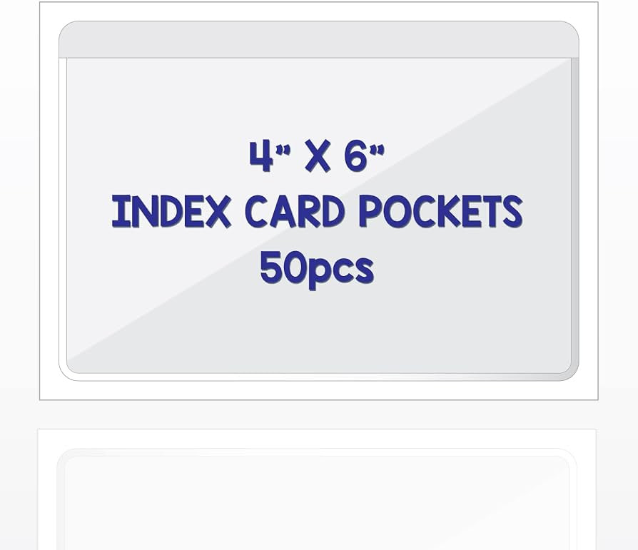 IMAGAME Clear Adhesive 4" x 6" Index Card Pockets, Labels Holders, 50 Pack     Top Open for Loadi... | Amazon (US)