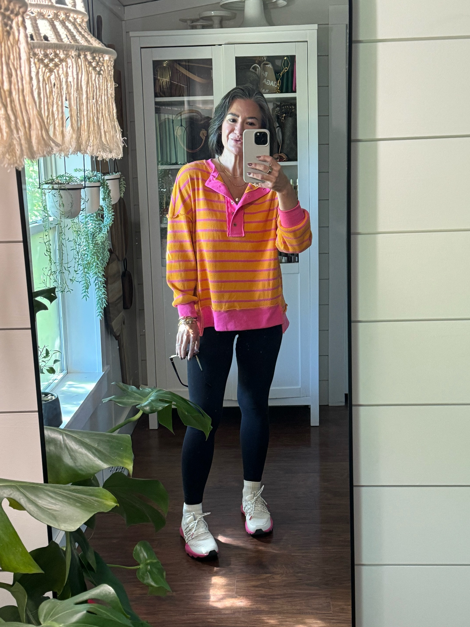 Loving this new “look for less” orange & pink striped thermal henley. Matches my fav SOREL sneakers 😉 this is my travel outfit for our 3 hour car ride back to the lake for one of our last weekends ❤️

#LTKFindsUnder50 #LTKOver40 #LTKTravel