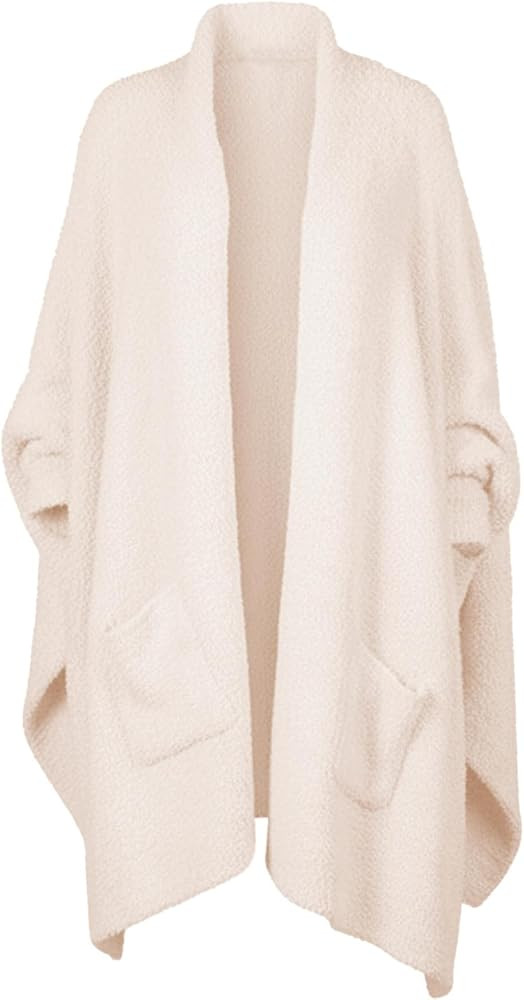 Wearable Blanket Sherpa Poncho Unique Office Work Warm Cozy Shawl TV Throw Blankets, Plush Cape W... | Amazon (US)