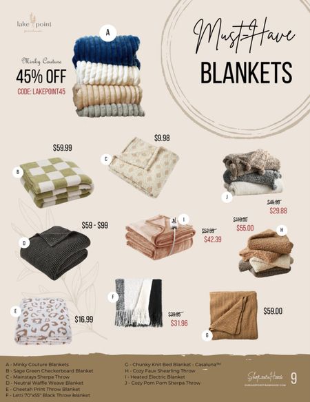 9 | Must Have Blankets

Welcome to Our Lake Point Farmhouse’s Holiday Gift Guide! Here you can find the best sales and holiday gift finds this year! 

Cozy up your home with this awesome blanket selection!

#LTKCyberweek #LTKGiftGuide #LTKhome