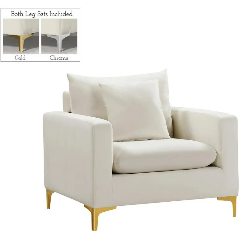 Meridian Furniture Naomi Lounge Chair, Cream - Walmart.com | Walmart (US)