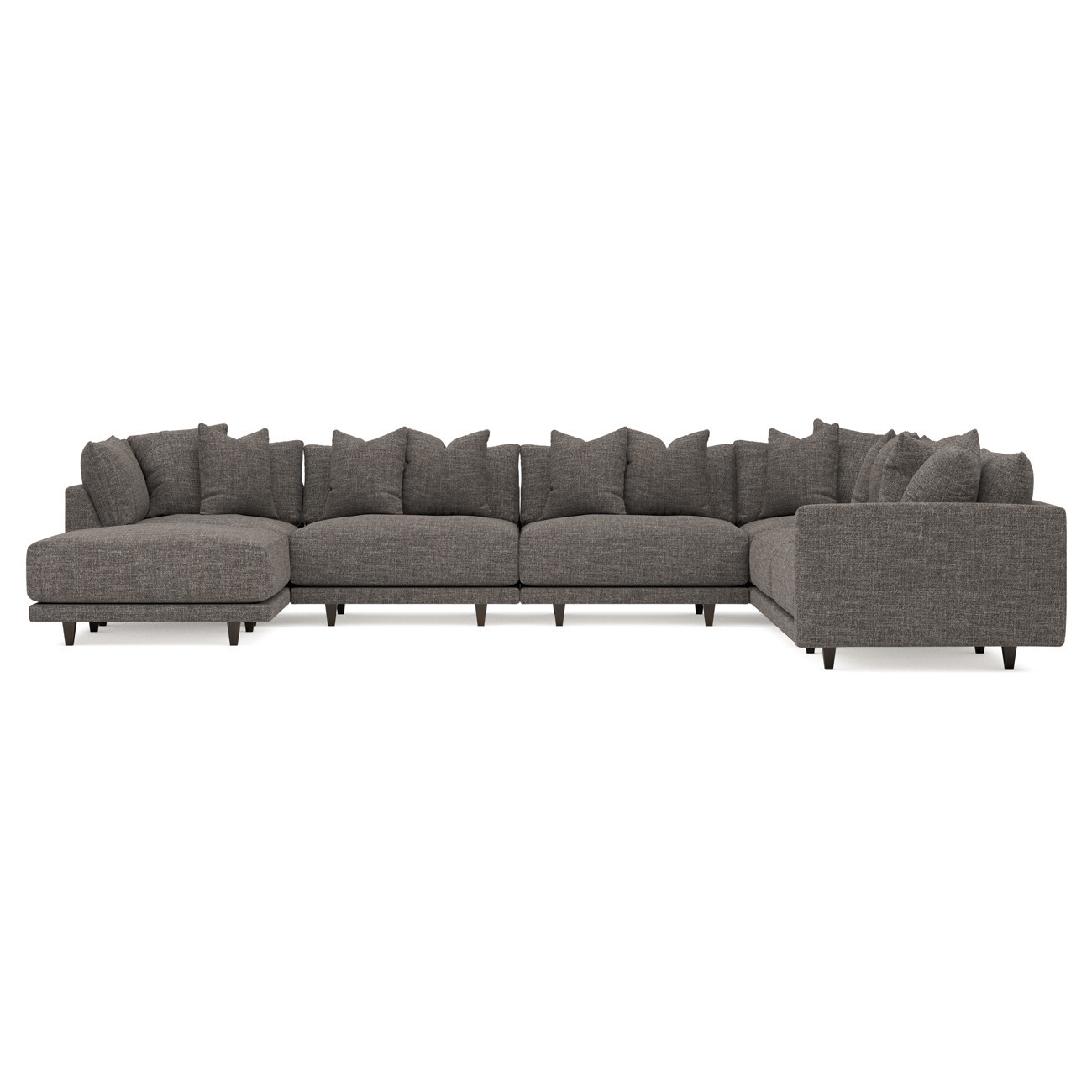 Toulouse Truffle Performance Modular 7-Piece Corner Sectional With Ottoman - Left End - 166 | Kathy Kuo Home