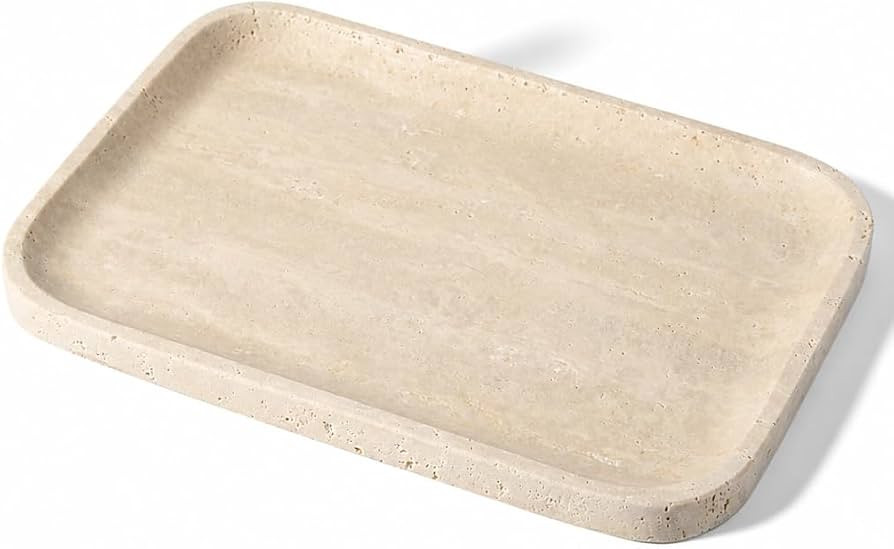 Koville Romano Travertine Tray, 12"x8" Natural Stone Vanity Tray for Countertop Bathroom Kitchen ... | Amazon (US)