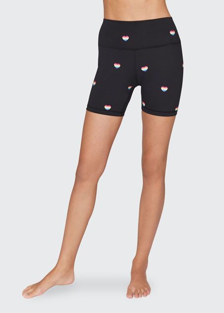 Spiritual Gangster Intent High-Rise Heart-Print Biker Shorts | Bergdorf Goodman