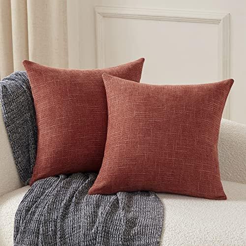 Anickal Fall Pillow Covers 18x18 Inch for Fall Decor Set of 2 Rust Seasonal Holiday Decorative Th... | Amazon (US)